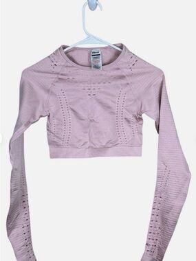 Gymshark Mauve/Pink Seamless Long-Sleeve Crop Top